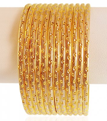 22kt Gold Rhodium Bangles (12 PC) ( Set of Bangles )