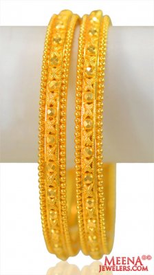 22k Gold Traditional Bangles 2pc ( Gold Bangles )