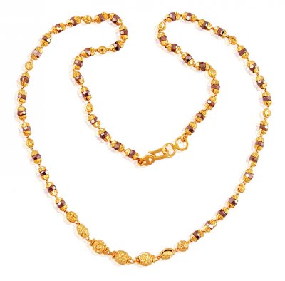 22k Gold Crystal Beads Chain  ( 22Kt Gold Fancy Chains )