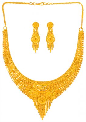 22 Karat Gold Necklace Earring Set ( 22 Kt Gold Sets )