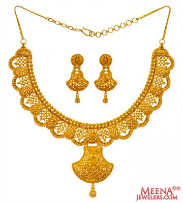 22K Gold Traditional Necklace Set ( 22 Kt Gold Sets )