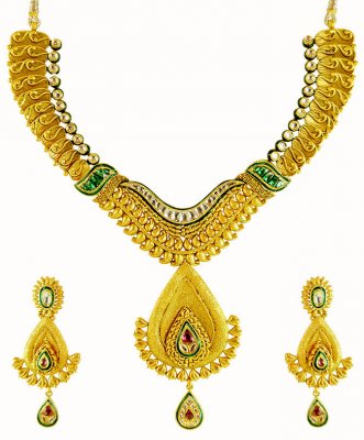 22K Kundan Necklace Set ( Antique Necklace Sets )