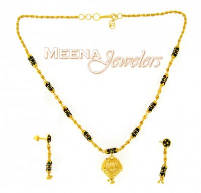 22K Yellow Gold Three Piece Necklace Set ( Light Sets )