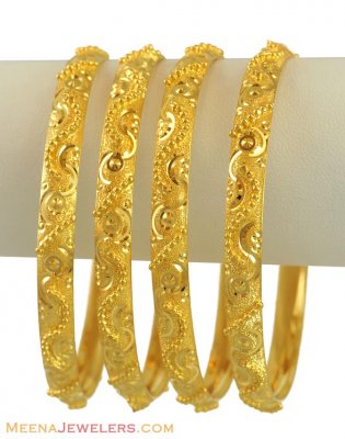 22Kt Yellow Gold Bangles (4 pcs) ( Set of Bangles )