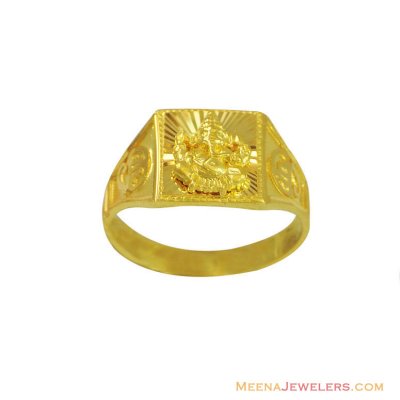 22k Gold Mens Ganesha Ring - RiMs11544 - 22K gold religious mens ring ...