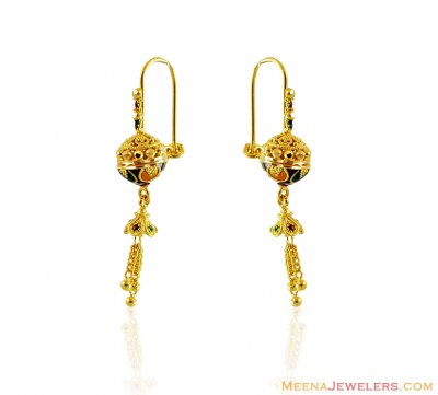 22K Fancy Meenakari Earrings ( 22Kt Gold Fancy Earrings )