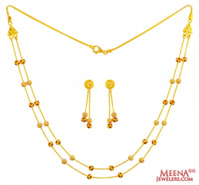 22K Gold Meenakari Layer Necklace ( Light Sets )