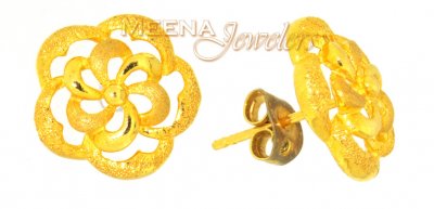 22Karat Gold Earrings with Filigree  ( 22 Kt Gold Tops )