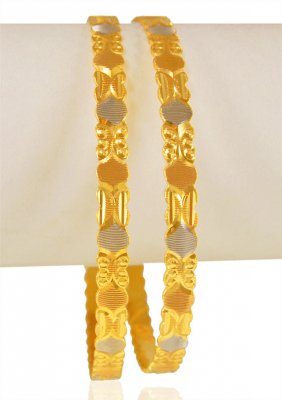 22KT Gold Two Tone Bangles (2 PC) ( Two Tone Bangles )