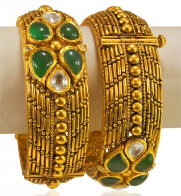 22Karat Gold Antique Kangan (2Pc) ( Antique Bangles )