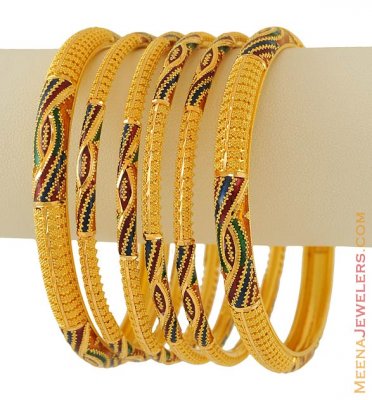 Gold Meenakari Bangles Set ( Set of Bangles )