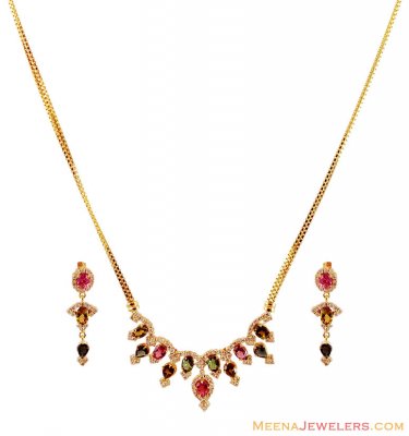 Delicate Diamond Necklace Set (18K) ( Diamond Necklace Sets )