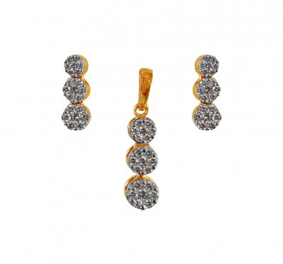 18Karat Gold Diamond Pendant Set ( Diamond Pendant Sets )