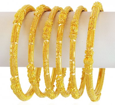 22K Traditional Bangles Set (6 PCs) ( Set of Bangles )