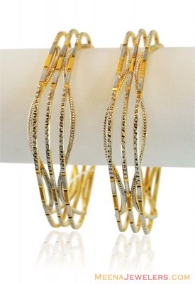 22k Fancy Square Shaped Bangles  ( Two Tone Bangles )