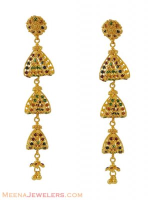 22k Designer Meenakari Earrings ( 22Kt Gold Fancy Earrings )