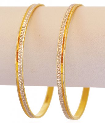 22k Gold Lazer Bangle (2PC) ( Two Tone Bangles )