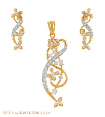 Signity Two Tone Pendant Set ( Fancy Pendant Set )