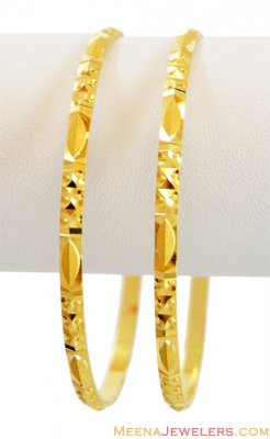 Fancy Machine Cut Bangles (Pair) ( Gold Bangles )