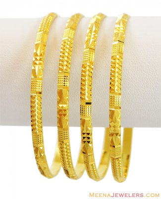 Machine Laser Bangles 22k Gold ( Set of Bangles )