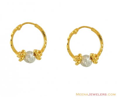 22K Hoop Earrings(Two Tone) ( Hoop Earrings )