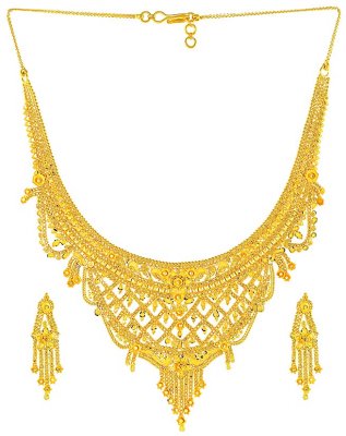 Gold Necklace and Earrings Set ( 22 Kt Gold Sets )