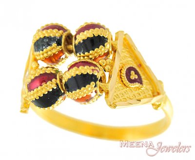 22k ladies gold ring with meena ( Ladies Gold Ring )