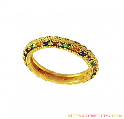 Traditional Meenakari Indian Band  ( Ladies Gold Ring )