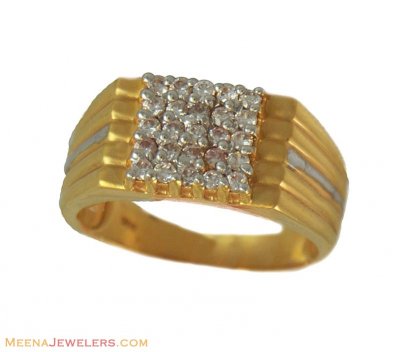 Mens 2 Tone Signity Ring ( Mens Gold Ring )