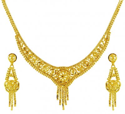 22Kt Gold Necklace Earring Set ( 22 Kt Gold Sets )