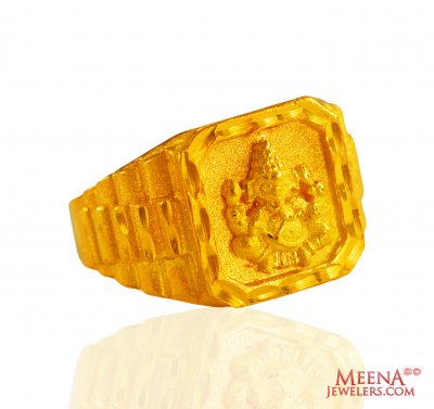 22Kt Gold Mens Ganesha Ring ( Religious Rings )