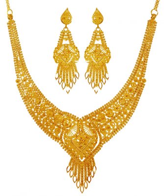 22Kt Gold Necklace Earring Set ( 22 Kt Gold Sets )