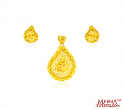 22K Gold paisley Pendant Set ( Gold Pendant Sets )