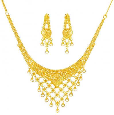 22 Karat Gold Necklace Earring Set ( 22 Kt Gold Sets )