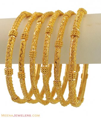 22K Yellow Gold Bangles (Set of 6) ( Set of Bangles )