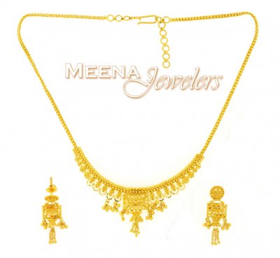 22K Yellow Gold Three Piece Necklace Set ( Light Sets )