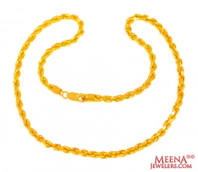 22 Karat Gold Rope Chain (20 Inch) ( Men`s Gold Chains )
