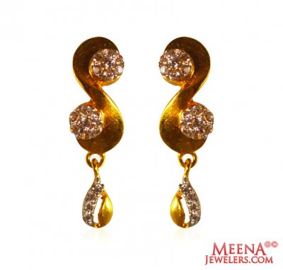 22 kt Gold Earrings with CZ  ( Signity Earrings )
