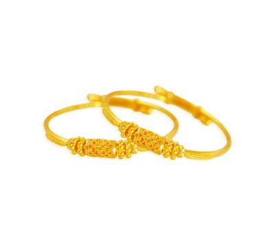 22k Gold Baby Kadas (2 Pc) ( Baby Bangles )