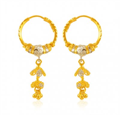 22Kt Gold Fancy Earrings for Girls ( Hoop Earrings )