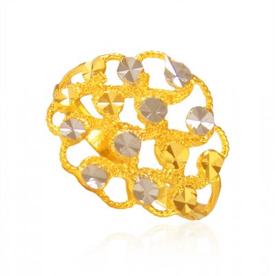 22 Karat Gold Two Tone Ring ( Ladies Gold Ring )