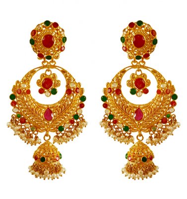 22KT Gold Chandbali Earrings ( Long Earrings )