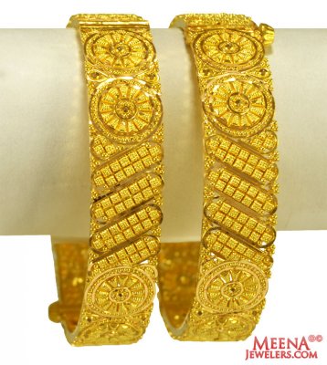 22K Gold Filigree Kada 2PCs ( Kadas )