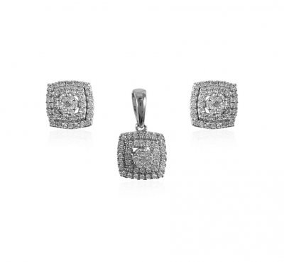 18K White Gold Diamond Pendant Set  ( Diamond Pendant Sets )