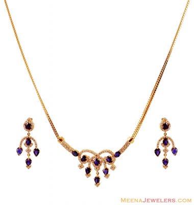 18K Sapphire Necklace Set ( Diamond Necklace Sets )