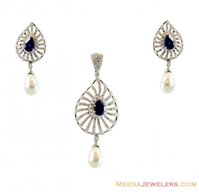 18k Pearl Diamond Pendant Set ( Diamond Pendant Sets )