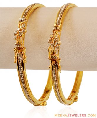 Diamond 18K Gold Bangles (2PCs) ( Diamond Bangles )