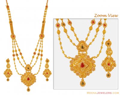 22k Fancy Gold Antique Necklace Set ( Bridal Necklace Sets )