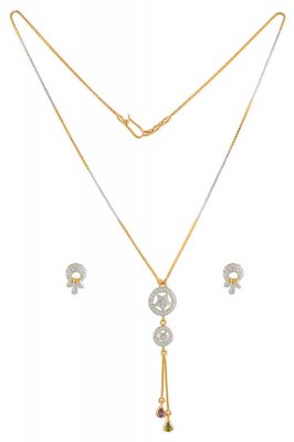 Gold CZ Necklace Set ( Gold Designer Sets )