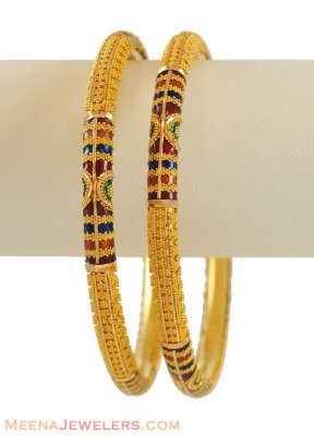 22k Meenakari Bangles(2Pcs) ( Kadas )